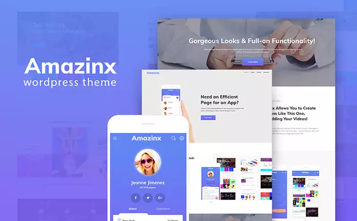 Amazinx - Mobile App Responsive One Page WordPress Theme WordPress Theme