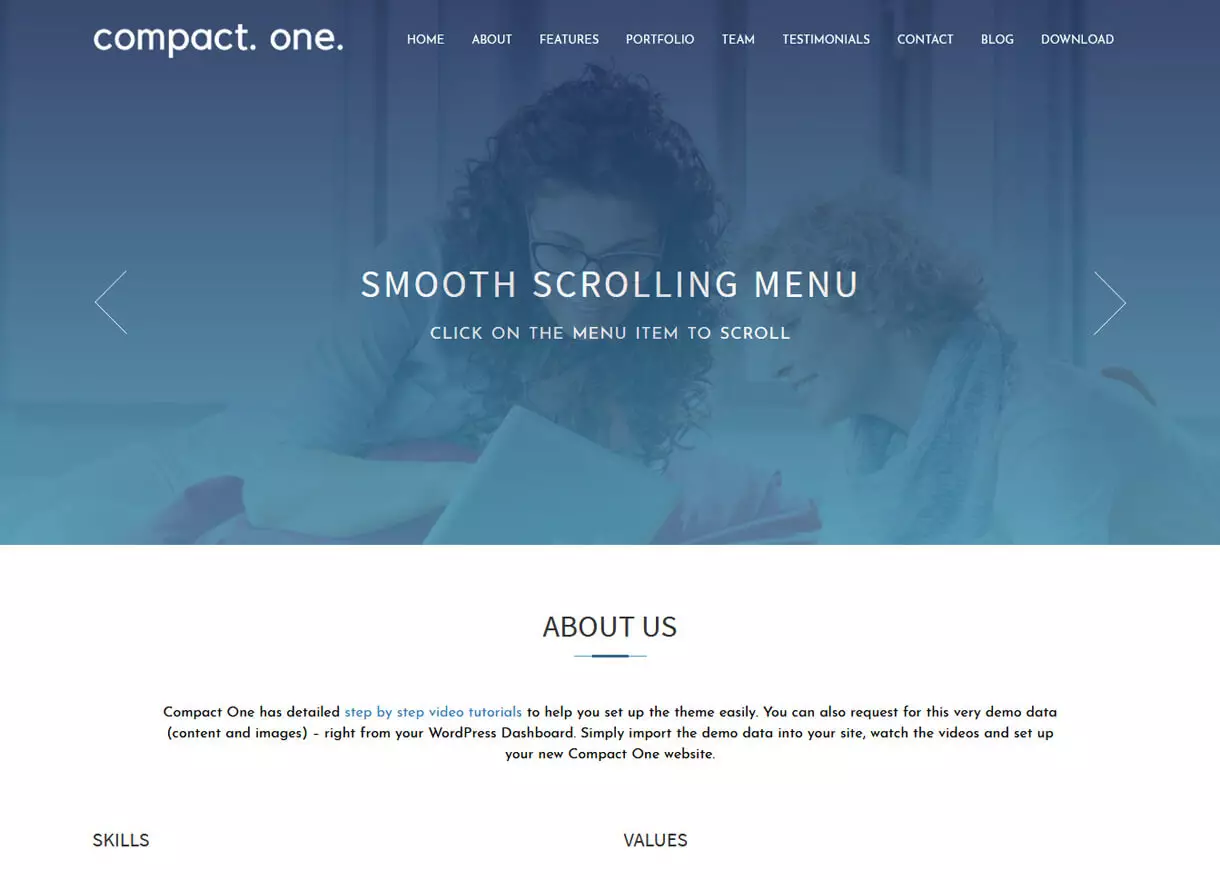Compact One-Best Free One page WordPress Themes