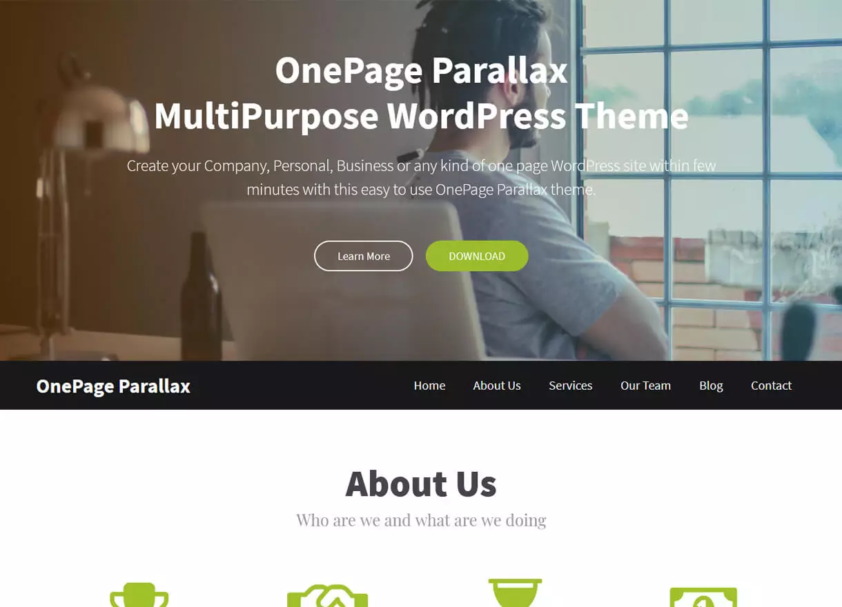Onepage Parallax-Best Free One page WordPress Themes
