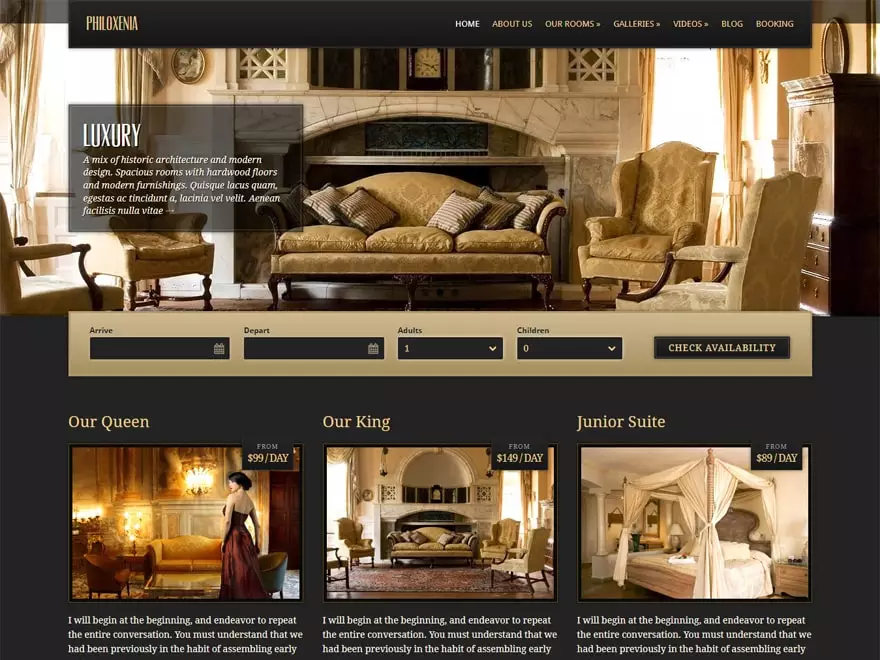 Philoxenia - WordPress Hotel and Resort Themes - wordpress theme booking