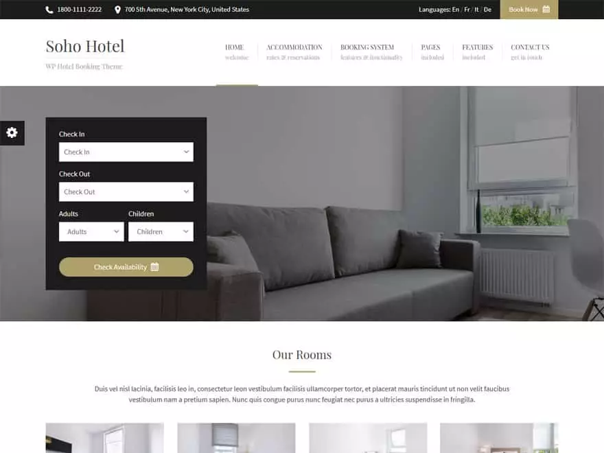 Soho Hotel - WordPress Hotel and Resort Themes