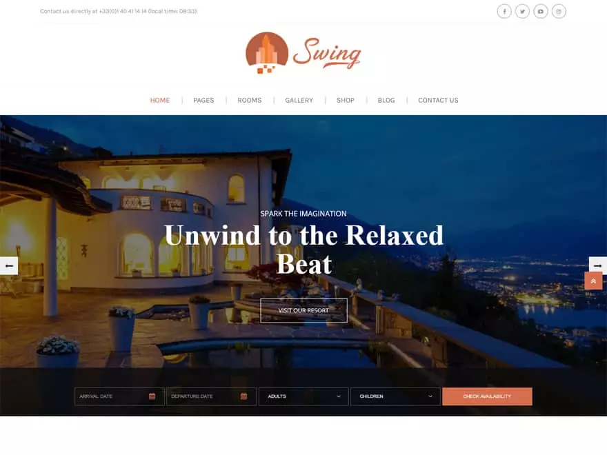 Swing - WordPress Hotel and Resort Themes - wordpress themes hotel