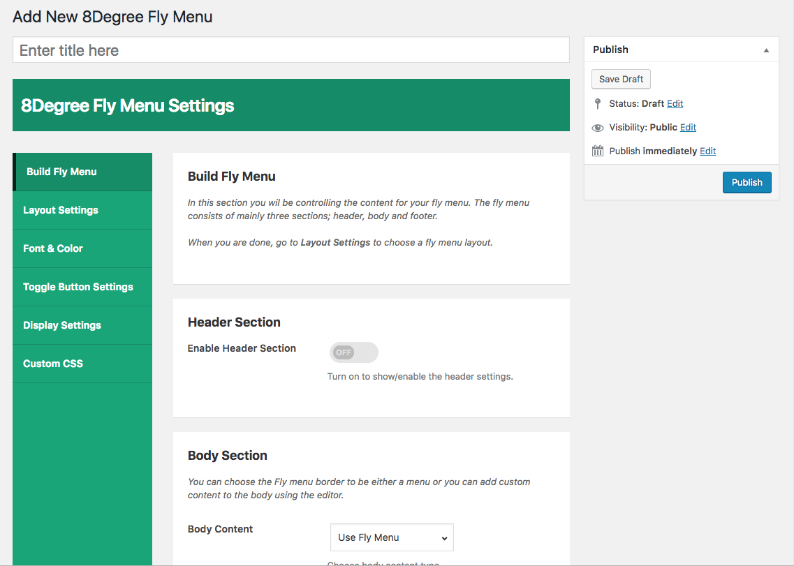 8Degree off canvas fly menu - build menu