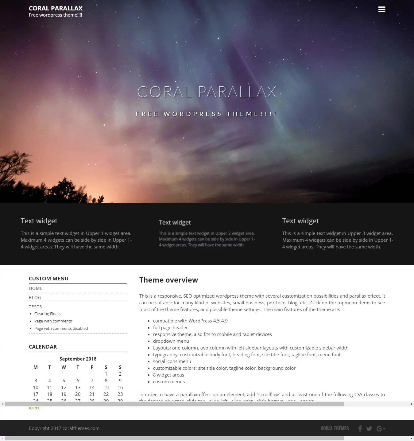 Coral Parallax - Best Free Parallax WordPress Themes