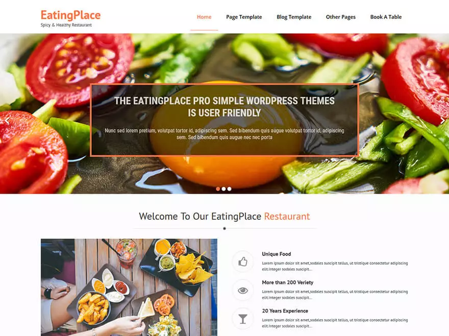 EatingPlace - Best Free Hotel Resort and BnB WordPress Themes