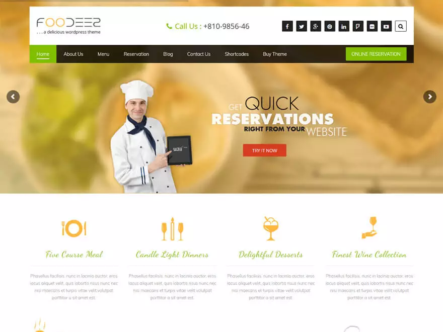 Foodeez Lite - Best Free Hotel Resort and BnB WordPress Themes - booking wordpress themes