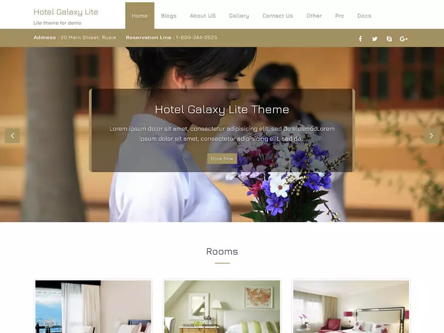 Hotel Galaxy - Best Free Hotel Resort and BnB WordPress Themes