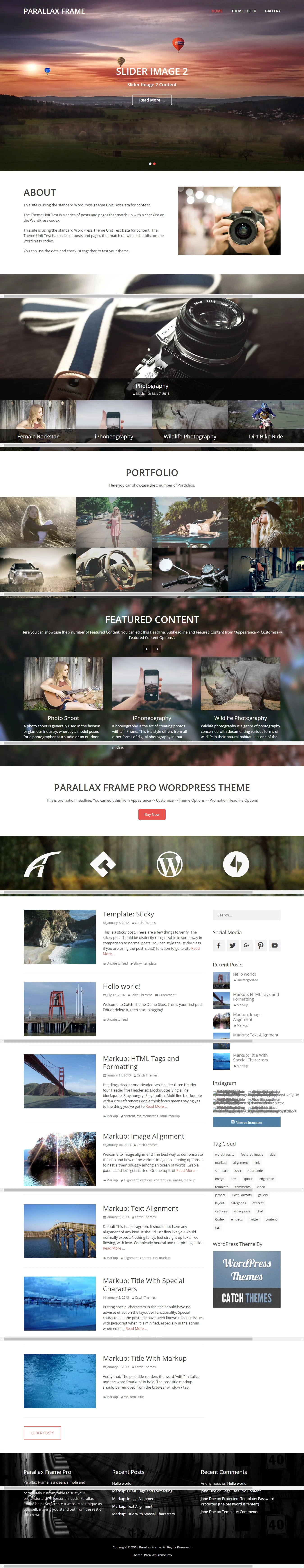 Parallax Frame - Best Free Parallax WordPress Themes