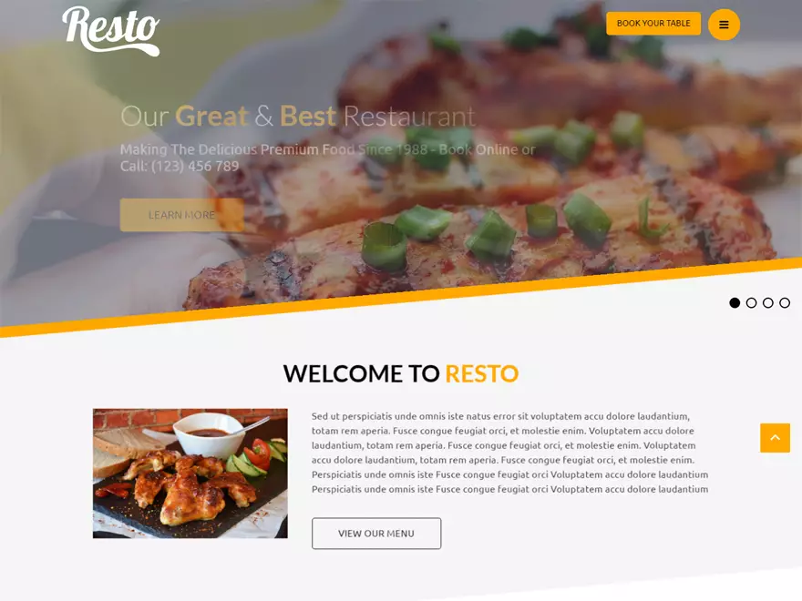 Resto - Best Free Hotel Resort and BnB WordPress Themes