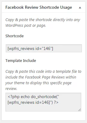 WP FB Review Showcase: Shortcode Usage