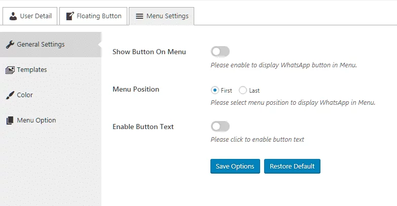 Ultimate Contact Button: General Settings