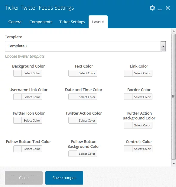 Twitter Feed Addon for Visual Composer: Layout Slider View Settings