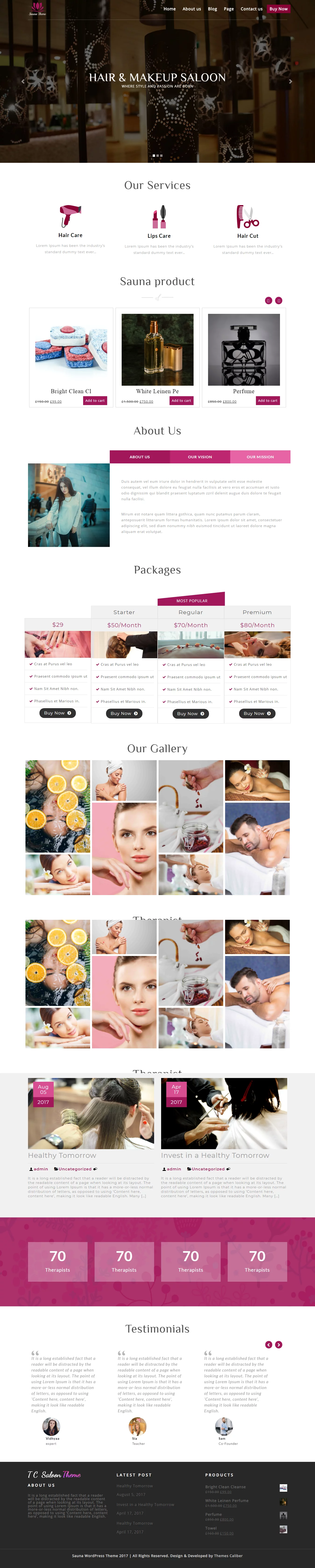 Sauna Lite - Best Free Spa and Beauty WordPress Theme