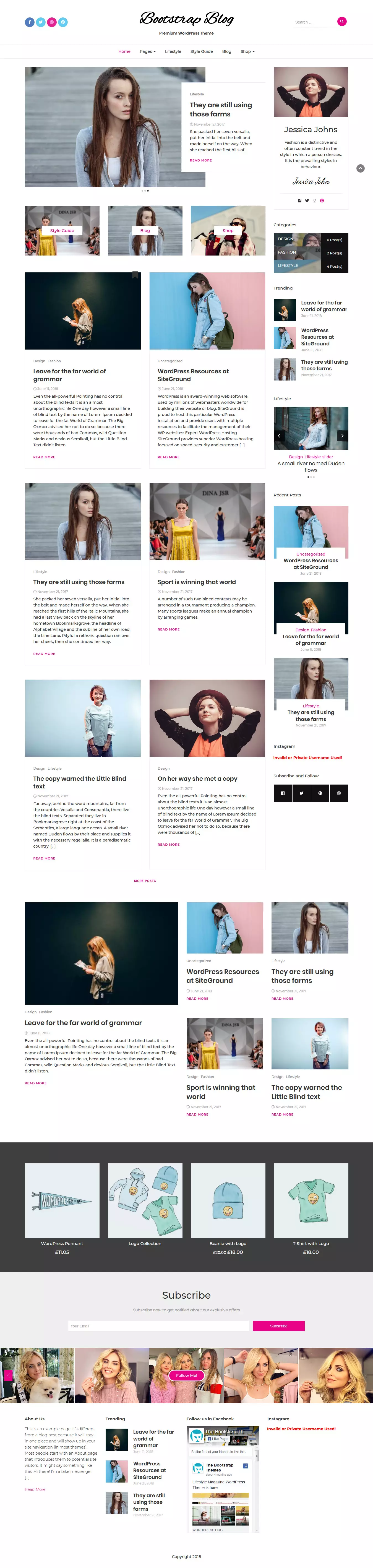 Bootstrap Blog – Best Free Feminine WordPress Theme