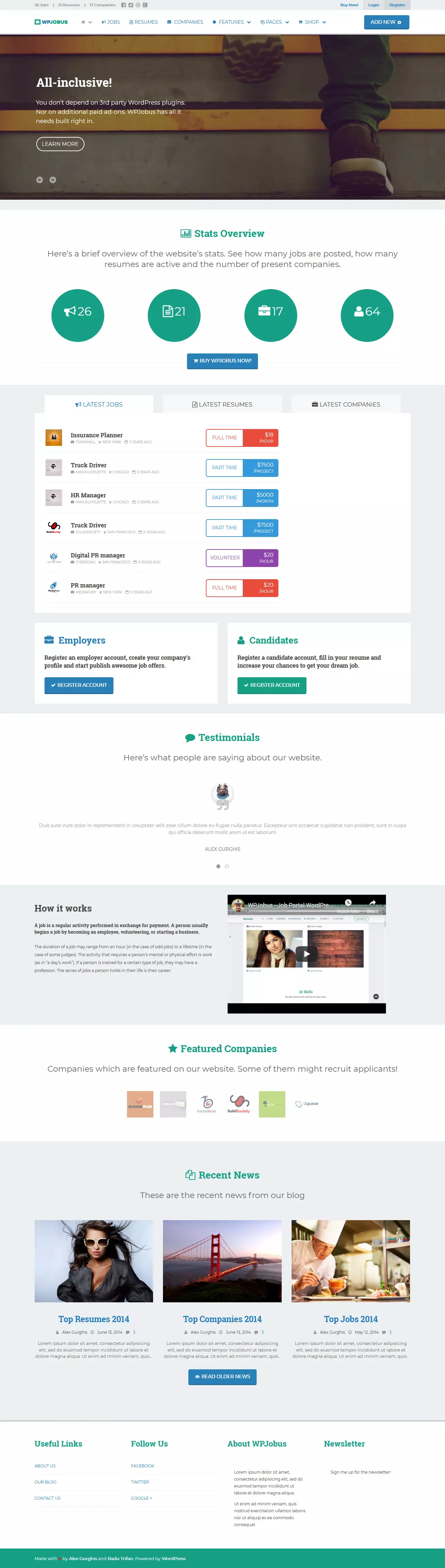 WPJobus - Best Premium Resume WordPress Theme