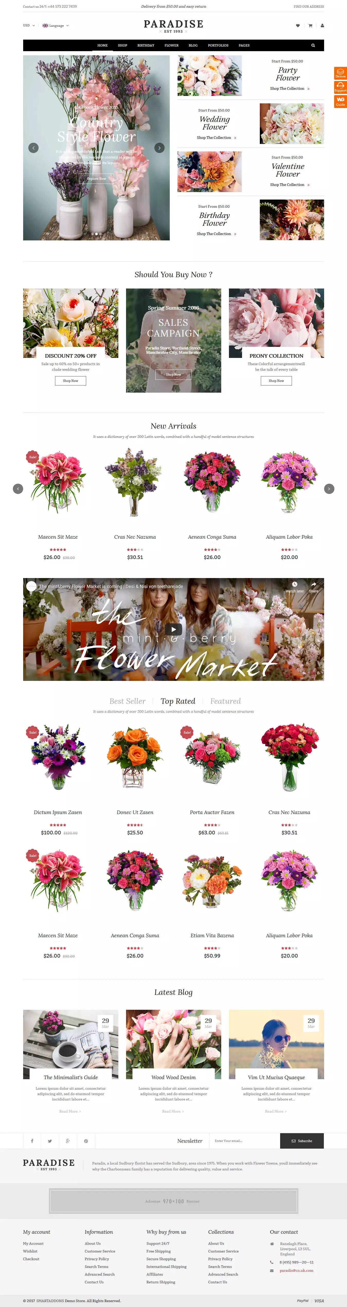 Paradise - Best Premium Florist and Floriculture WordPress Theme