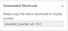 Everest Counter Lite: Generated Shortcode