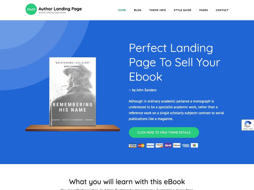 Author Landing Page Free WordPress Theme (Landing)