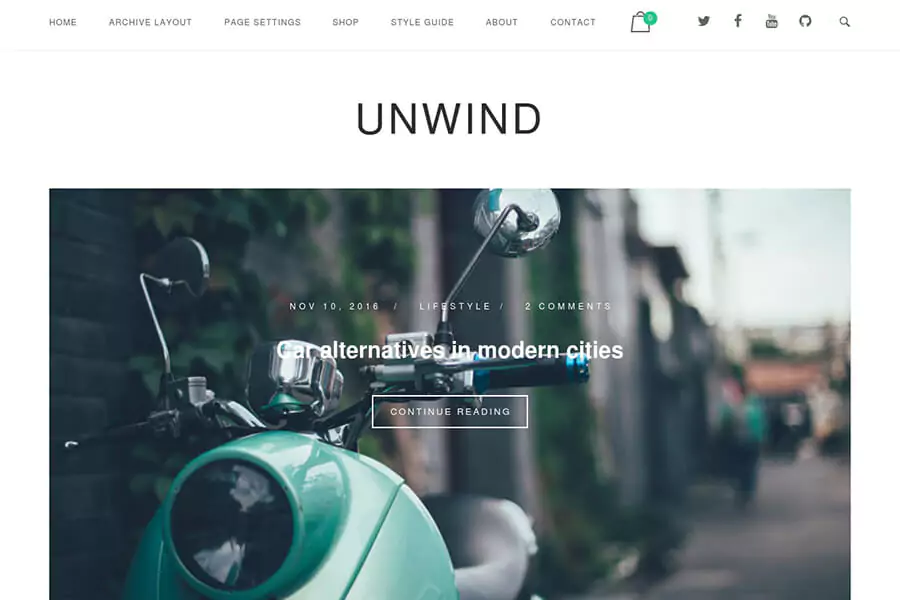 Unwind - free portfolio WordPress theme